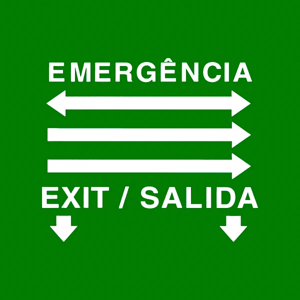 Placa de Saída de Emergência Autônoma 24x18 Verde com Adesivos