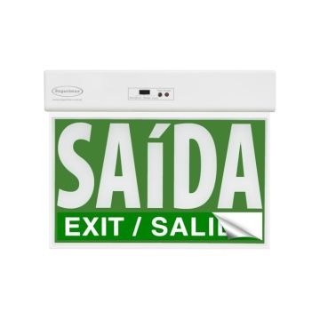 Placa de Saída de Emergência 24x18 SLIM Verde com Adesivo e Seletor