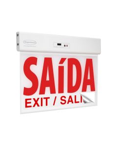 Placa de Saída de Emergência 24x18 SLIM Vermelha com Adesivo e Seletor