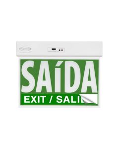 Placa de Saída de Emergência 24x18 SLIM Verde com Adesivo e Seletor